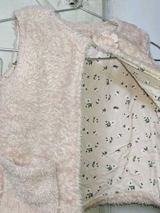 Peach Fur Half Jacket/ Coat For Girls