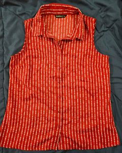 Red Striped Sleeveless Top