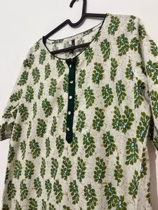 Green Floral Print Kurta