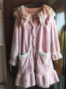 Plush Pink Nightdress Oversized Winter Korean