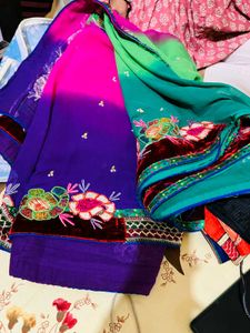 Elegant Green Embroidered Saree new wdt tag