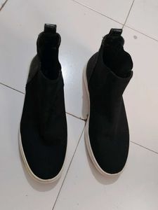 H&M chelsea Boots Black Velvet Size 41