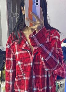 Red Plaid Pajama Set top