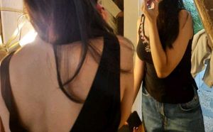 Black Embellishments Back Tie Top