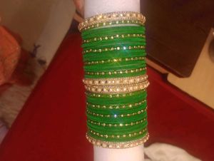 Green &amp; Gold Bangle Set