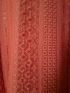 Elegant Peach Embroidered Kurti