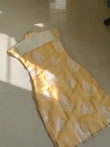 Embroided White N Gold Collar Kurti