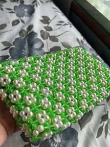Large Beaded Green Clutch Pouches Handbags Sling