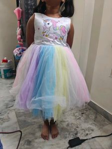 Kids Girl baby Unicorn Rainbow Party wear dress