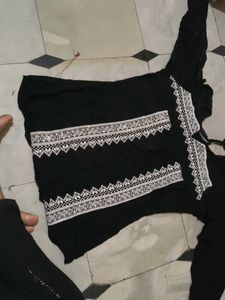 Black Embroidered Tunic Top