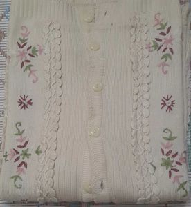 Embroidered with Lace work  Wollen  Cardigan