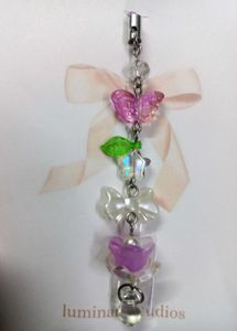 🌸 Purple Flower Phone Charm with Butterfly & Bow✨
