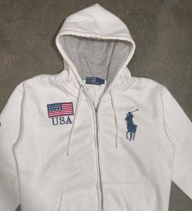 Polo Ralph Lauren White Zip Hoodie