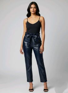 Mango Blue Faux Leather Pants Free Size 28 to 34