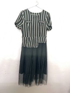 Korean Thrifted Black Net Middie Dress