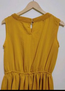 Musturd Cut Sleeves Long Dress For 34 Bust
