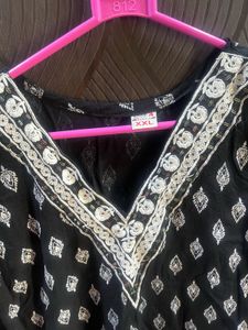 Printed Black Kurta