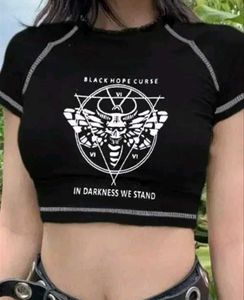 Black Graphic Crop Top