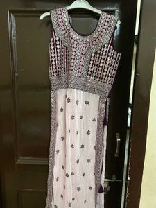 Wine Colour Stiched Dress With Dupatta