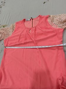 Peach Lace Sleeve Top