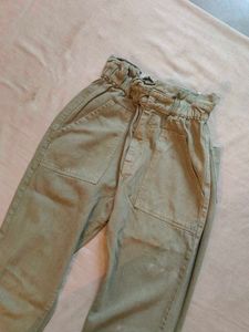 Green Paperbag Waist Pants