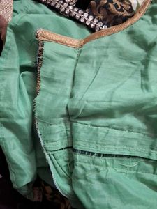 Green &amp; Gold Embroidered Party Dress