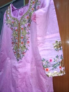 Pink Kurti With Bottom