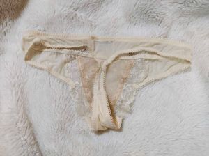 Beige Lace Thong