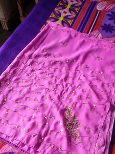 Pink Sequence Work Saree