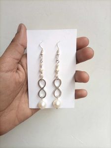 Stylish Pearl Drop Infinity Earrings
