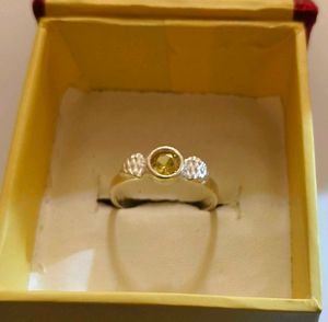 Yellow Gemstone Ring pure Silver