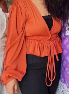 Stylecast X Hersheinbox Puff Sleeves RibbedPeplum
