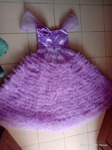 New Design Levender Colour Gown Dress With Full Fl