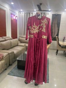 Embroidered Red Gown