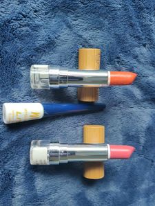 Combo-SoNaturals Pink And Red Lipsticks, Eyeliner