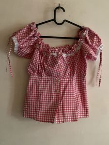 Gingham Off-Shoulder Top