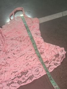 Pink Lace Coquette Sheer Top