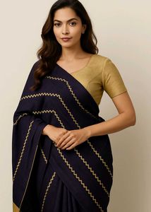 Black &amp; Gold Saree with Blouse
