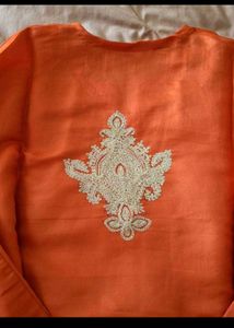 Orange Embroidered Kurta