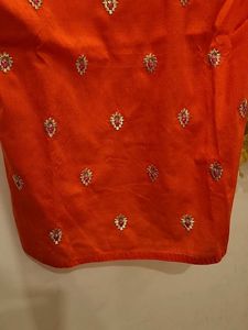 Embroidered Orange Blouse