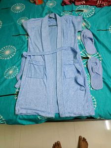 Girl Blue Robe And Chappal