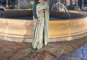 Elegant Sage Green Saree