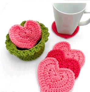 Kiwi Crochet Coasters(Set Of 4 Withcover)