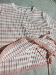 Ribbed Streatchy Side Knote Stribbed Korean Top