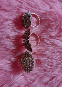 Sparkling Gold Rings - Flower, Butterfly &amp; Round