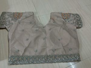 Saree With Contrast Blouse