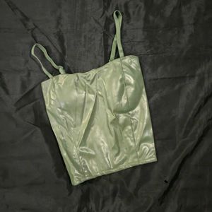 Green  Leather Corset Top