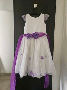 Elegant White &amp; Purple Girls Dress