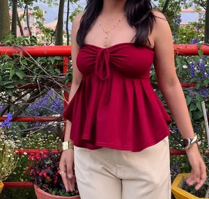 Maroon Strapless Top
