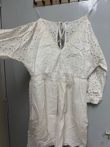 Backless White Boho Mini Dress